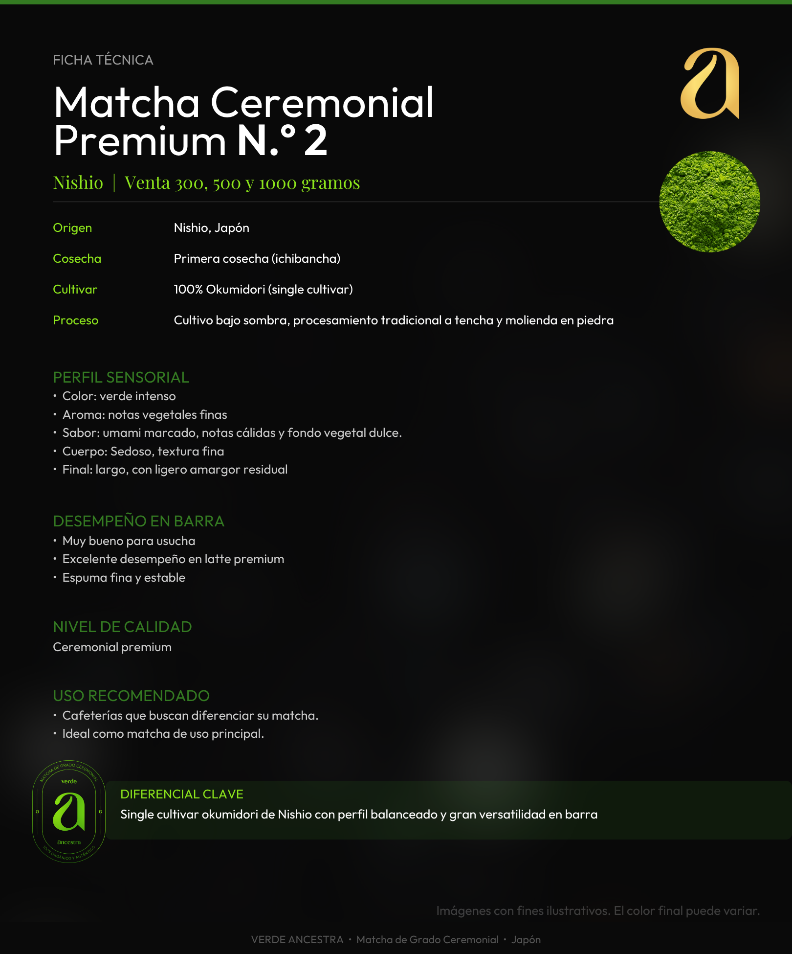 Muestra - Ceremonial Premium Nº 2 Verde Ancestra